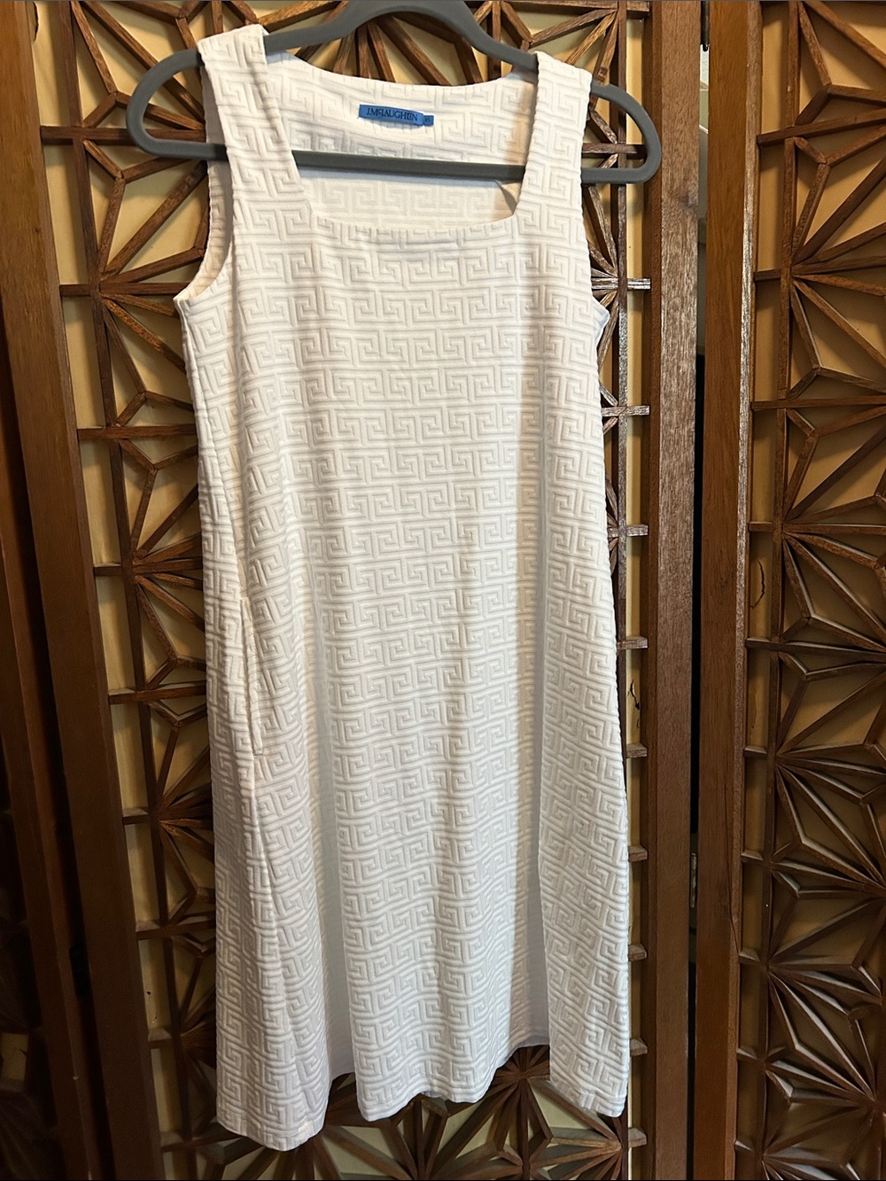 J. McLaughlin White Textured Sleeveless Midi Shift Dress XS Geometric